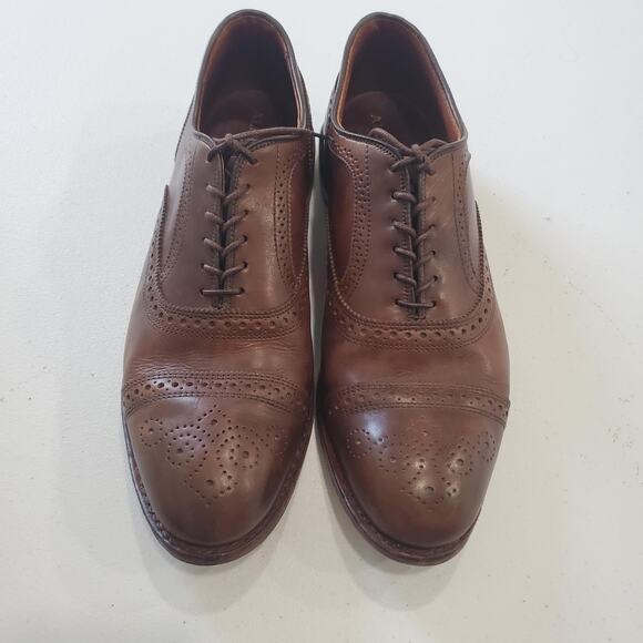 Allen Edmonds Shoes Mens Size 11.5 Brown Strand Cap Toe Oxford Brogue Leather - Picture 1 of 12